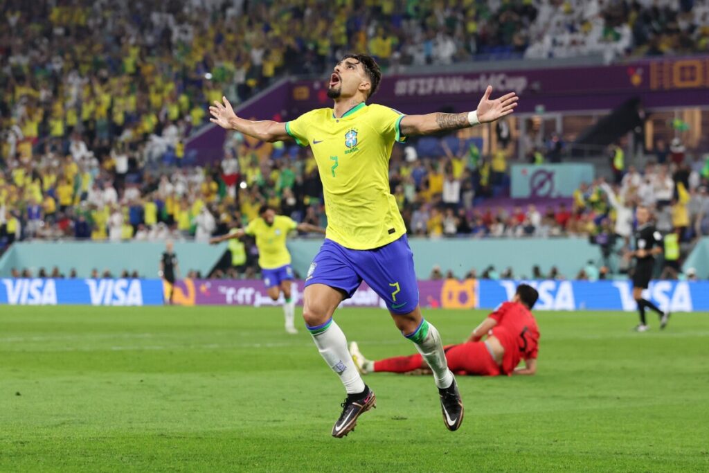Paquetá comemora seu primeiro gol na Copa (Twitter/FIFA).